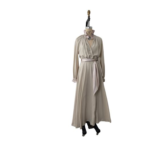 James Daugherty Dress MAXI Gown Vintage Dress Crepe Satin sz S‎ to M Tall - Picture 1 of 9